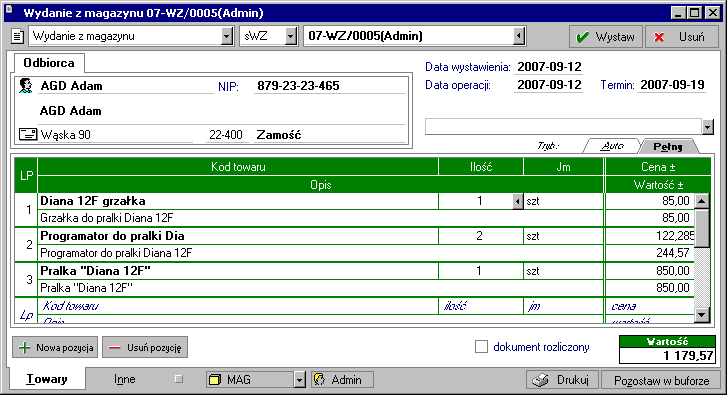 Gospodarka magazynowa 5 11 Rys. 5-6 Dokument Wydanie z magazynu.