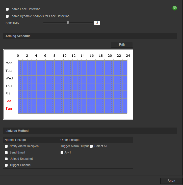 Aby zdefiniować wyjście alarmowe: 1. Na pasku narzędzi menu kliknij kolejno Configuration > Events > Alarm output (Konfiguracja > Zdarzenia > Wyjście alarmowe). 2.