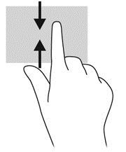Przesunięcie górnej i dolnej krawędzi Na ekranie startowym systemu Windows delikatnie przesuń palcem od górnej lub dolnej krawędzi wyświetlacza w kierunku środka ekranu, aby wyświetlić opcje