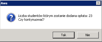 Pojawi się kolejny pasek postępu i zakończony zostanie proces dodawania opłat. Dodane opłaty widoczne są na zakładce studenta Opłaty.