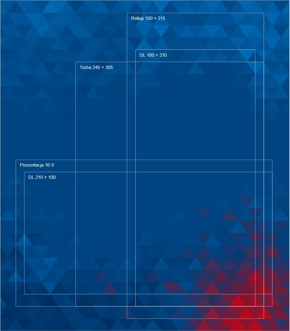 forma i layout Systemu Identy kacji Wizualnej kadrowanie ornamentu Ornament kadrowany jest tak, by liczba trójkątów była zbliżona na użytkach różnej wielkości.