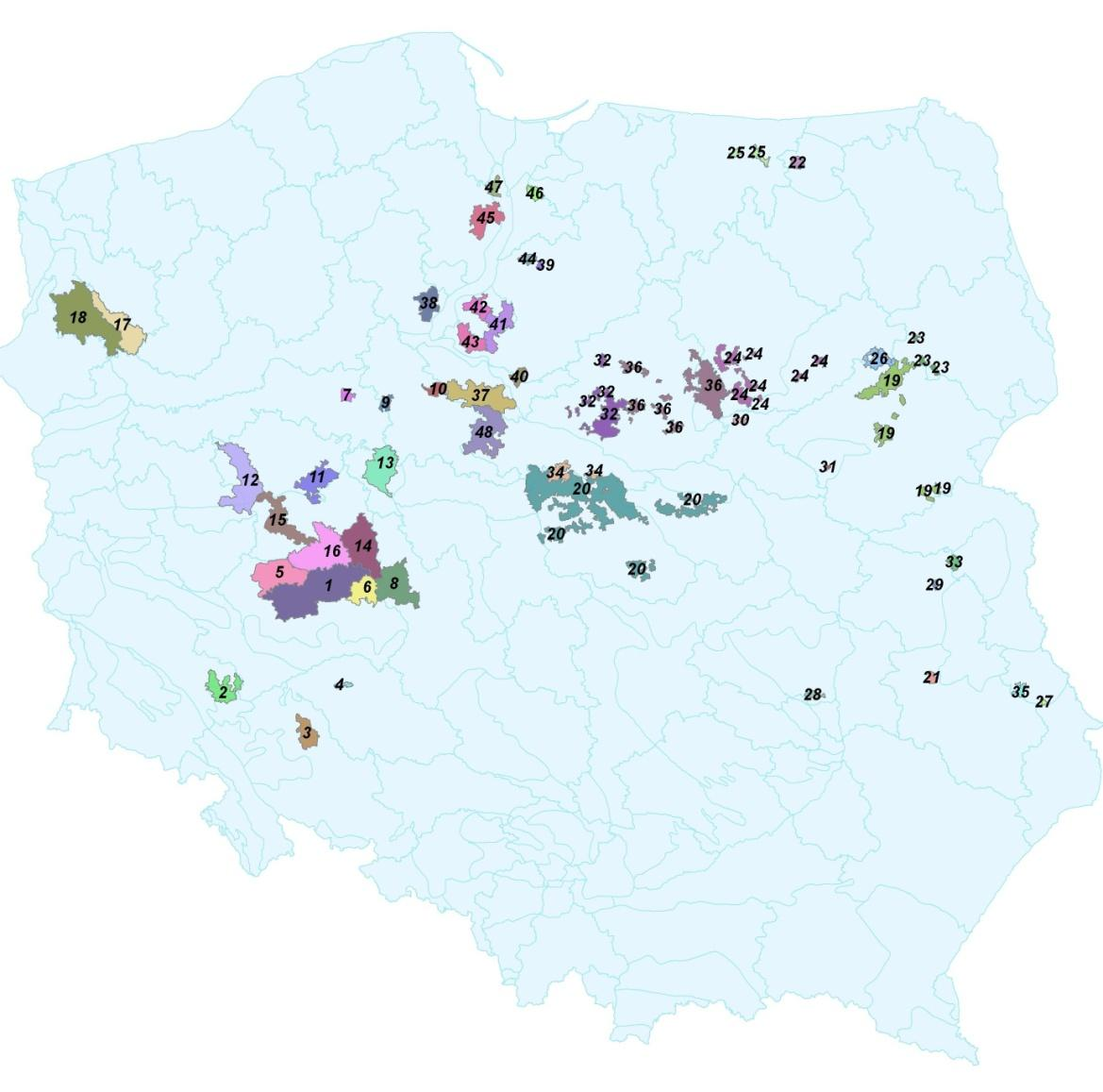 Mapy Polski z uwzględnieniem obszarów szczególnie