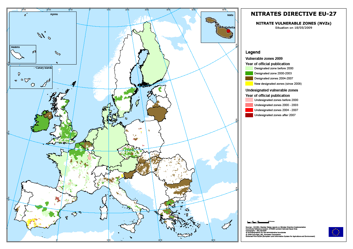 Państwo Członkowskie Austria, Dania, Finlandia, Holandia, Irlandia, Litwa, Luksemburg, Malta, Niemcy, Słowenia Powierzchnia OSN (2008), % pow.