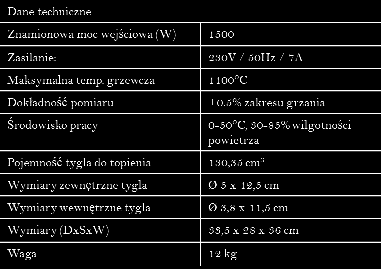 Goldbrunn profesjonalny piec tyglowy GBPC-1000 SKU: 7003 Piec tyglowy GBPC-1000 firmy Goldbrunn został stworzony z myślą o użytku profesjonalnym. Piec przyciąga uwagę swoim kompaktowym kształtem.