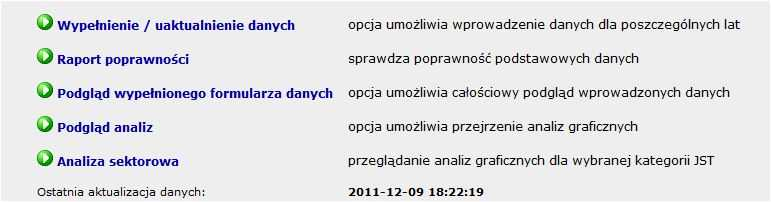 Sposób korzystania z modu u analizy WPF-u i zad enia gminy I. Logowanie si do systemu i wprowadzanie/aktualizacja danych Menu aplikacji Aplikacja jest umieszczona pod adresem www.zgwrp.org.