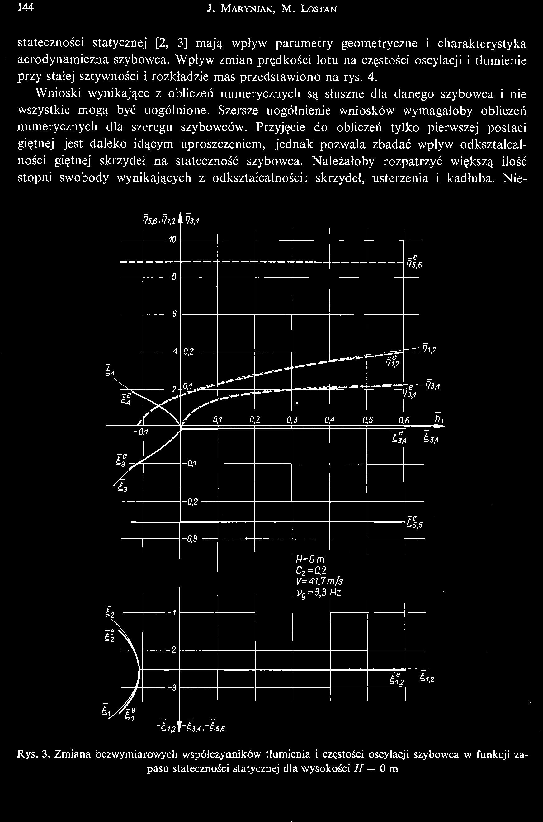 144 J. MARYNIAK, M. LOSTAN statecznoś ci statycznej [2, 3] mają wpływ parametry geometryczne i charakterystyka aerodynamiczna szybowca.