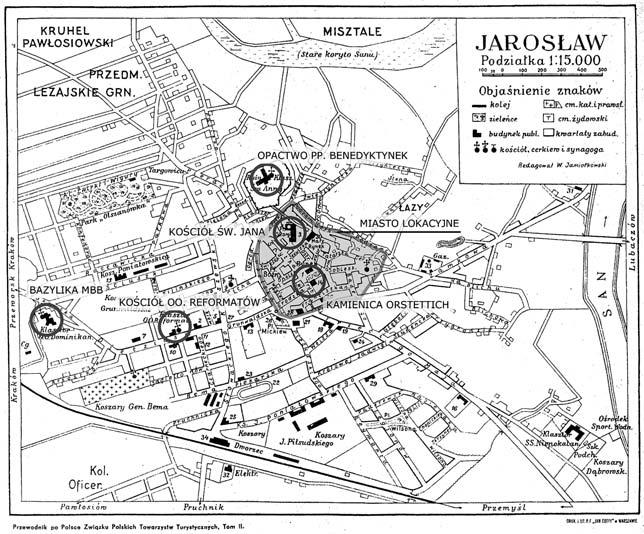 Wojskowego Insytutu Geograficznego, http://www.mapywig.org/m/city_plans/ JAROSLAW_15K_1932.jpg, oprac.