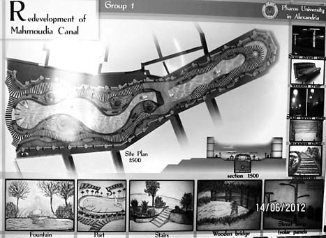 Fig. 25. Proposed landscape design for the redevelopment of the canal embraced between the studied buildings (Source: PUA student, 2012) 5.