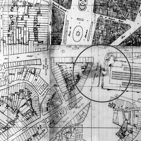 Fragment of a plan of Porto from the beginning of the 20 th century, with marked old location of S.