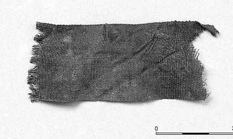 Fragment of silk textile with elements of ornamental composition being sewn onto the textile (Photo by M. Troszczyńska) Ryc. 7.