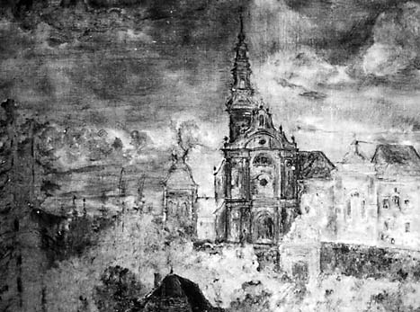 15. Fragment of a painting Monastery on Mt. Holy Cross, 1859, IR refl ectography of the surface of the painting, National Museum in Kielce (photo: E.