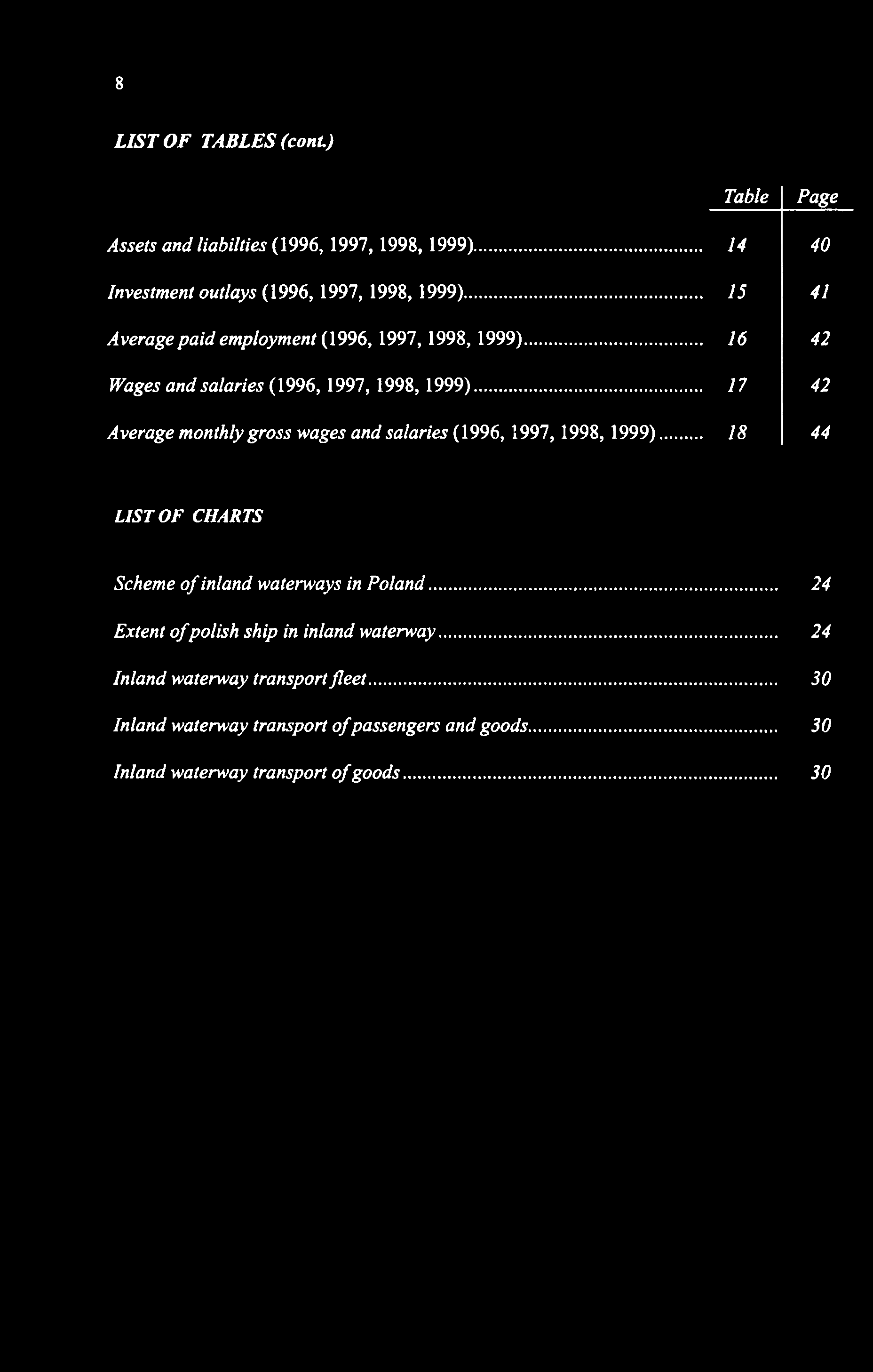 .. 17 42 Average monthly gross wages and salaries (1996, 1997, 1998, 1999) 18 44 LIST OF CHARTS Scheme of inland waterways in Poland.