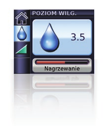 Na ekranie GŁÓWNYM obracać do uzyskania niebieskiego ekranu POZIOMU WILGOTNOŚCI. 2. Nacisnąć. Wybrana opcja zostanie podświetlona na pomarańczowo. 3.