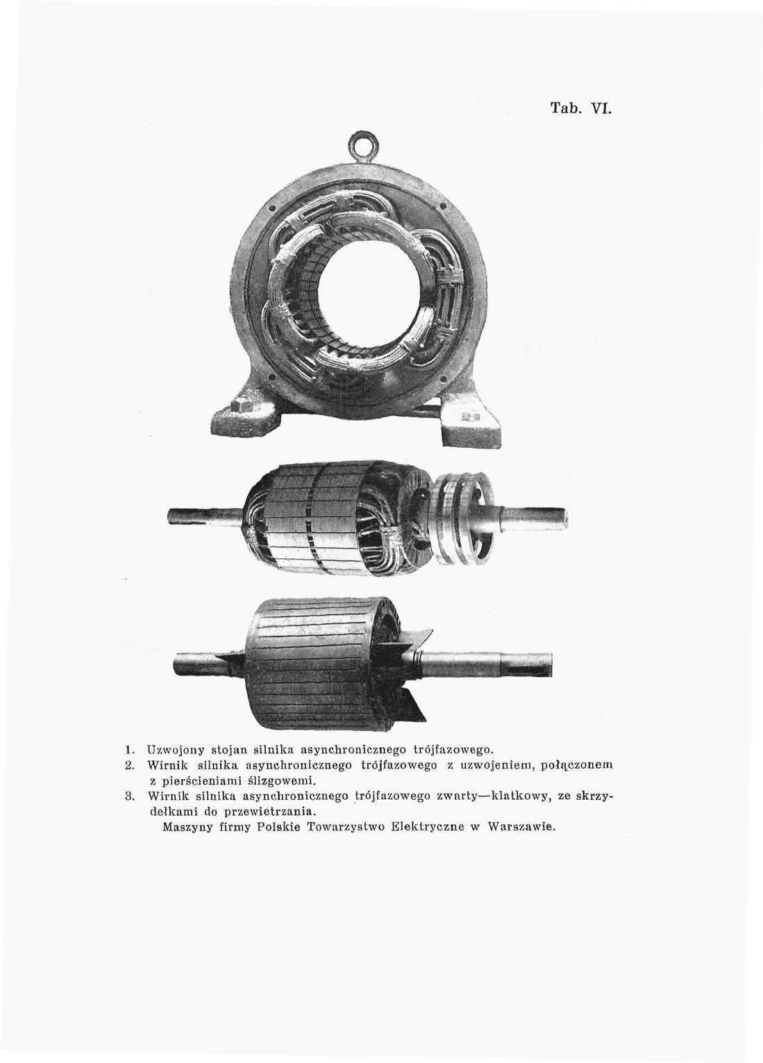 Tab. VI. 1. Uzwojony stojan silnika asynchronicznego trójfazowego. 2.