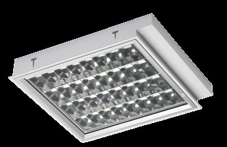 KASETONY PODTYNKOWE PURO P T5/T8 Podtynkowa oprawa świetlówkowa Moc: 4x14W, 4x24W, 4x18W Źródło światła: świetlówka T5/T8 Trzonek: G5 or G13 Układ optyczny: klosz PMMA opal / PRM, raster aluminiowy