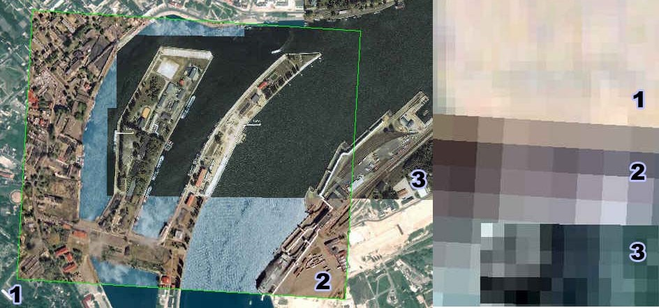 additional satellite image (of the same area) to the aerial orthophotomap co-ordinate system Measurement on imagery Analysis of received results Assessment of received results Fig. 2.