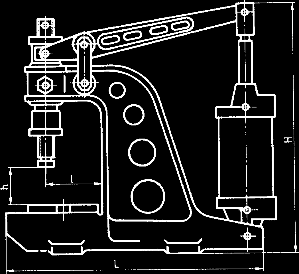 H h L l Max si³a nacisku Max pressing force, PRAKI Z NAPÊDEM PNEUMATYCZNYM Typ PNEUMATICALLY OPERATED PREE Type Przeznaczone do wt³aczania tulei i trzpieni