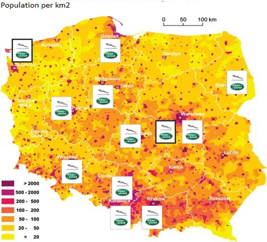 Rozwój sieci dilerów Jaguar Land Rover Plan rozwoju sieci dilerskiej Jaguar Land Rover, zwiększenie liczby dilerów z 10 obecnie do 12 dilerów na koniec 2018. W sierpniu br.