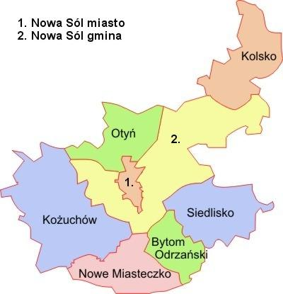 III. Zaopatrzenie ludności w wodę do spożycia Powiat Nowa Sól W skład powiatu nowosolskiego wchodzi 8 gmin w tym jedna gmina miejska Nowa Sól: gmina Nowa Sól, Kolsko, Otyń, Siedlisko, Nowe