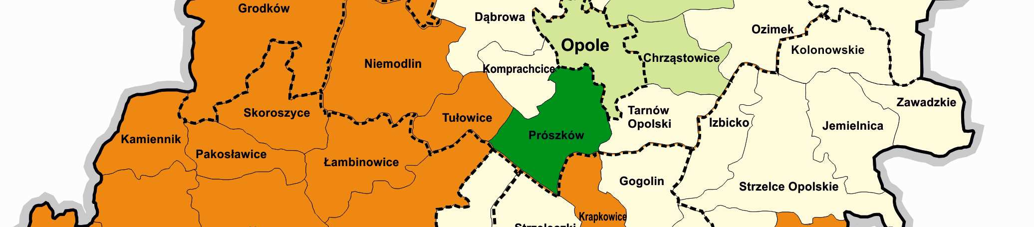 w każdym z powiatów woj. opolskiego, z wyjątkiem Opola, występowała gmina lub gminy o wysokim stopniu zagrożenia ubóstwem (Mapa 6) 112.