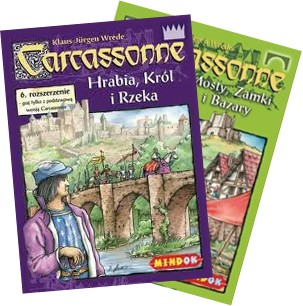 Dodatek do Carcassonne: - Hrabia, Król i Rzeka, 55pkt. To rozszerzenie składa się z 4 mniejszych, które można łączyć z grą podstawową pojedynczo lub razem.