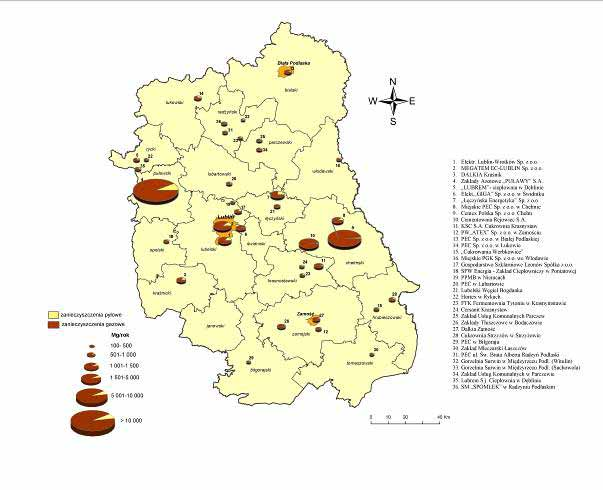 3. Elektrociepłownia Lublin-Wrotków Sp. z o.o. w Lublinie 11,3% 4. Cementownia Rejowiec S. A. w Rejowcu Fabrycznym 5,% 5. MEGATEM EC-LUBLIN Sp. z o.o. w Lublinie 4,6% Emisja z ww.