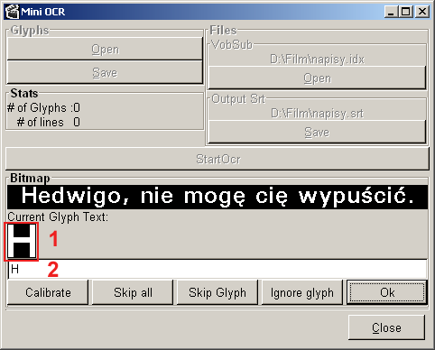 Należy pamiętać aby wpisać odpowiedniej wielkości znak. Na początku program co chwilę "pytał nas" będzie jaka to litera. Z biegiem czasu będzie się jednak "uczył" wprowadzanych znaków.