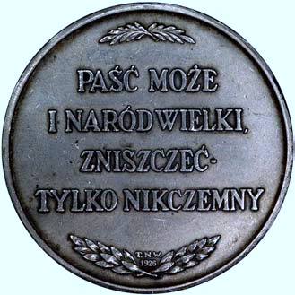 E NARÓD WIELKI ZNISZCZEå TYLKO NIKCZEMNY, u do u TNW 1926, Strza k.565, srebro, 55 mm, 75.