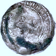 Akwizgran, Fryderyk I 1152-1190, denar, Aw: Cesarz na tronie z mieczem i jab kiem, napis w otoku