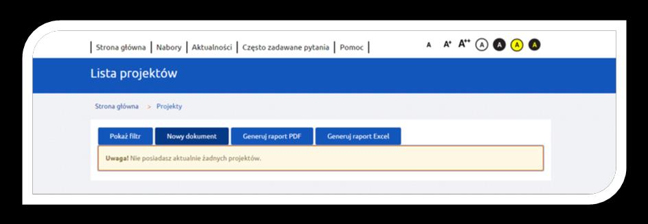 Po naciśnięciu zakładki Nowy dokument wyświetlone zostanie okno, w którym należy wpisać numer niniejszego naboru tj. POWR.01.01.02-IP.15-12-005/17 a następnie jako typ dokumentu wybrać Wniosek.