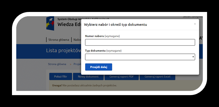 Nazwa projektu 11 podawana na tej stronie nie jest tożsama z tytułem projektu obecnym w formularzu wniosku i jest widoczna tylko dla właściciela konta.