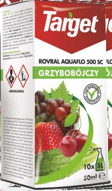 Rovral Aquaflo 500 SC skutecznie zapobiega szarej pleśni oraz brunatnej zgniliźnie drzew pestkowych Rovral Aquaflo 500 SC jest środkiem grzybobójczym w formie koncentratu w postaci stężonej zawiesiny