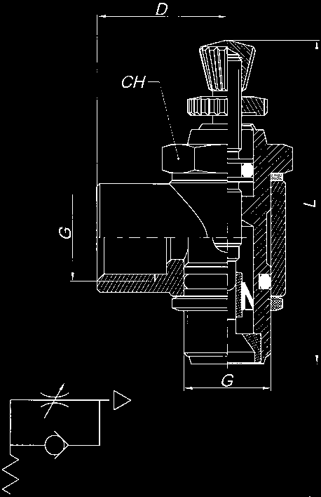 ZAWÓR DŁAWIĄCO - ZWROTNY WKRĘCANY Z GNIAZDEM G1/8 I G1/4 TYP II BANJO FLOW REGULATOR WITH QIUCK CONNECTOR