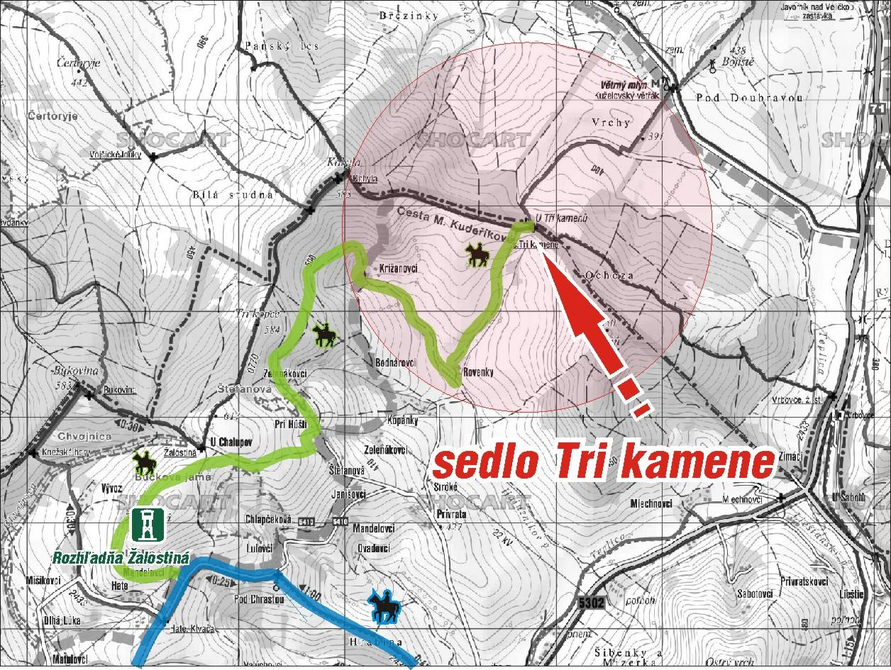 Obr. č. 63: Mapa sedla Tri kamene 6.2 Veľká Javorina Nachádza sa na hranici katastrov obcí Lubina (SK) a Strání (CZ).
