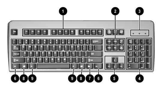 Stan diody Tabela 1-4 Elementy klawiatury 1 Klawisze funkcyjne Umożliwiają wykonywanie funkcji specjalnych, które różnią się w zależności od używanej w danym momencie aplikacji.
