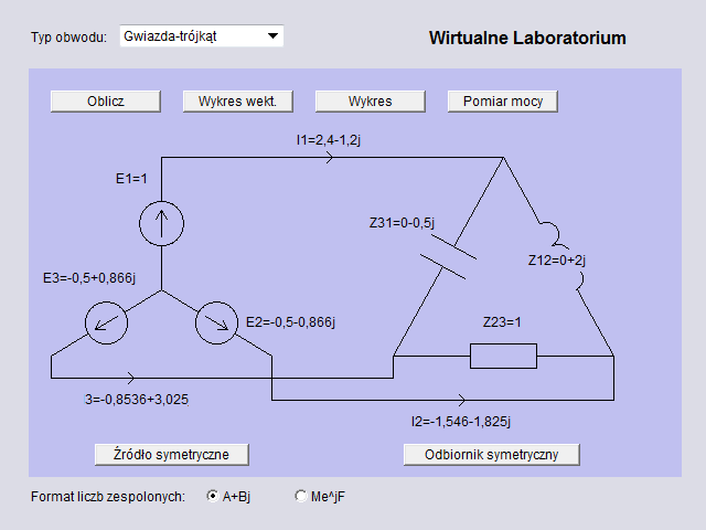 3. Program komputerowy do symulacji obwodów trójfazowych Do badań symulacyjnych obwodów trójfazowych gwiazda-gwiazda użyty będzie program komputerowy dostępny na stronie WWW Laboratorium: