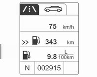134 Wskaźniki i przyrządy Licznik przebiegu dziennego 2 Średnie zużycie paliwa 2 Średnia prędkość jazdy 2 one wyświetlać informacje dotyczące różnych podróży dla różnych kierowców.
