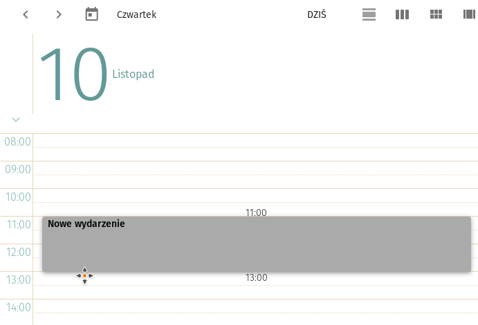 2 Kalendarz Rys. 2.9: Tworzenie nowego wydarzenia w widoku kalendarza. W oknie, które zostanie wyświetlone (rys. 2.10), należy uzupełnić formularz w następujących kategoriach.