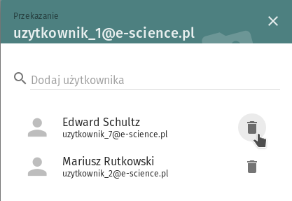 W celu delegacji własnej poczty innemu użytkownikowi należy w lewym panelu usługi Poczta kliknąć na ikonę trzech kropek, znajdującą się obok skrzynki pocztowej e-science (rys. 3.