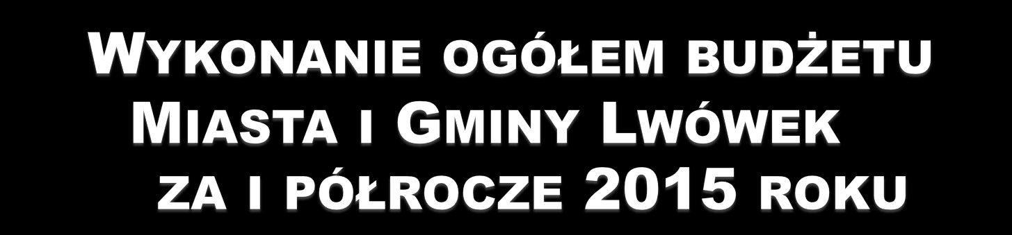 WYNIK BUDŻETU NA DZIEŃ 30.06.2015 R. 1.586.162,16 OBSŁUGA DŁUGU 166.