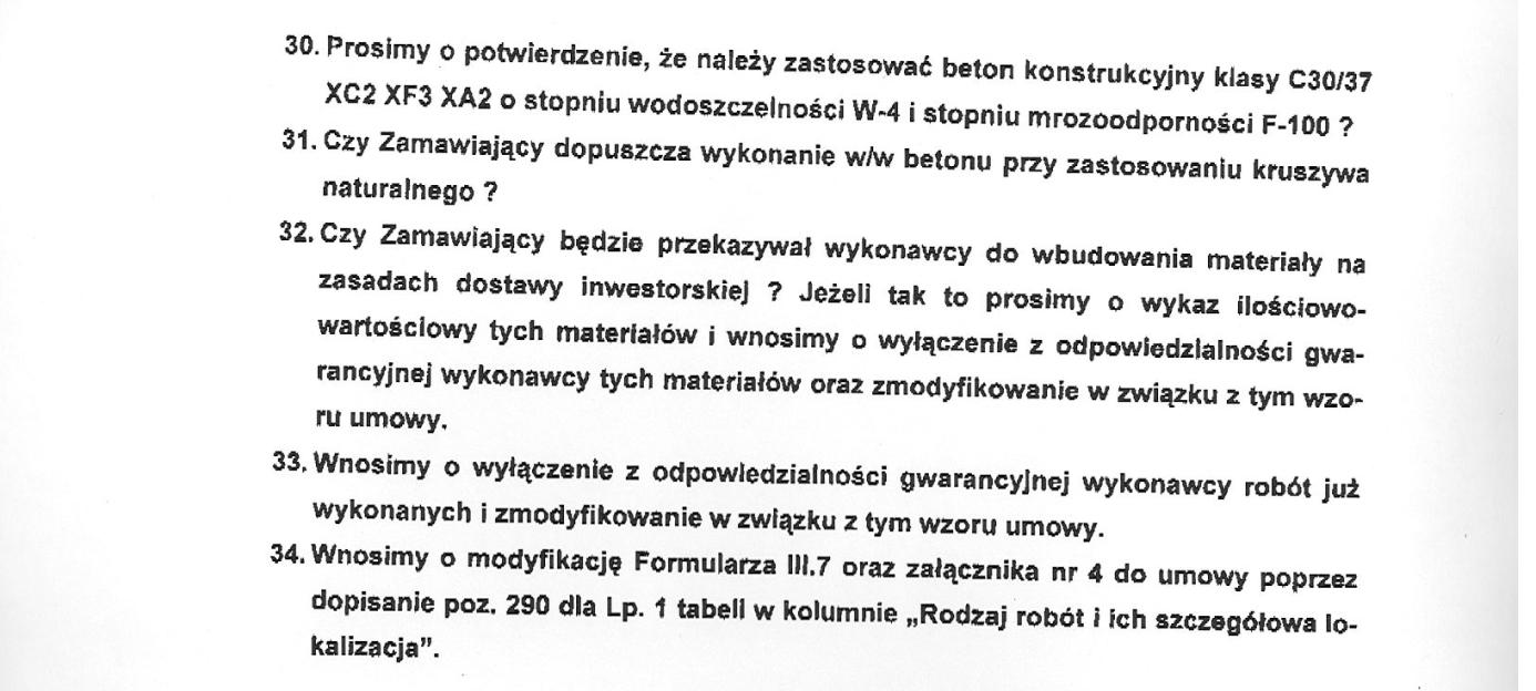 W odpowiedzi na postawione pytania Zamawiający udziela następującej odpowiedzi: Ad.1) Ad.2) Ad.3) Ad.4) Ad.5) Ad.