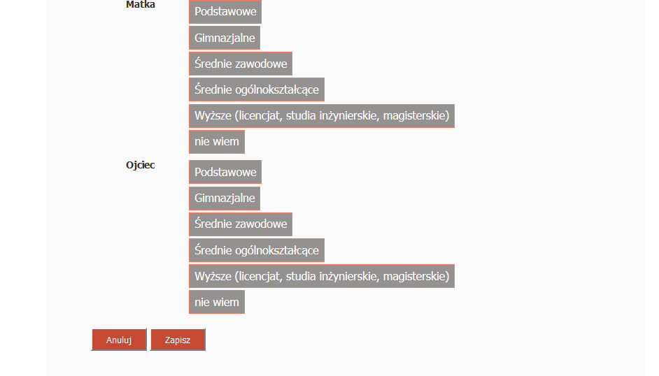 Kolejne dane wprowadza się w analogiczny sposób (także dla testu TUW IV-VI).