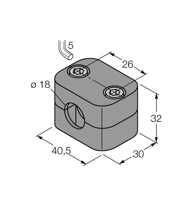 TP-104A-DN25K-H1141- L100 9910432 czujnik temperatury dla gazów i cieczy BSS-18 6901320 Uchwyt montażowy dla obudów cylindrycznych, gładkich i gwintowanych; materiał: Polipropylen