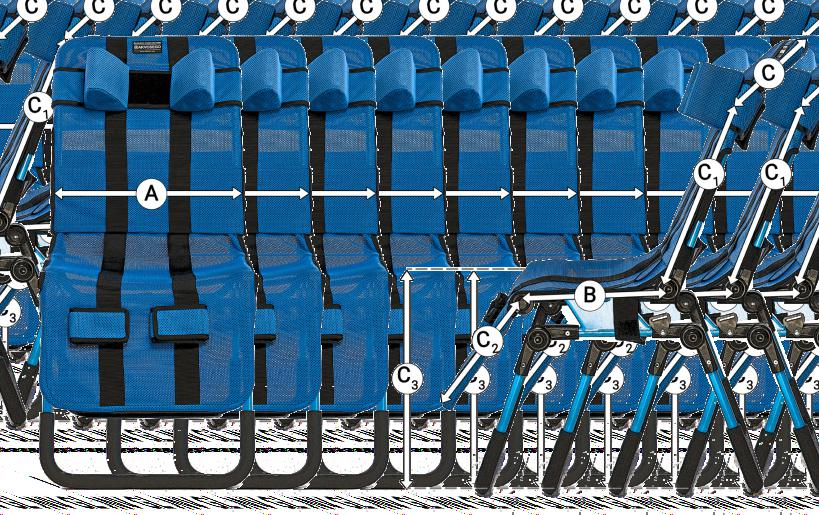 4 TABELA ROZMIAROWA Symbol Pomiar Rozmiar 1 Rozmiar 2 A szerokość fotelika Jednostka 42 45 Rozmiar 3 50 B głębokość siedziska 28-33 32-40 37-50 C