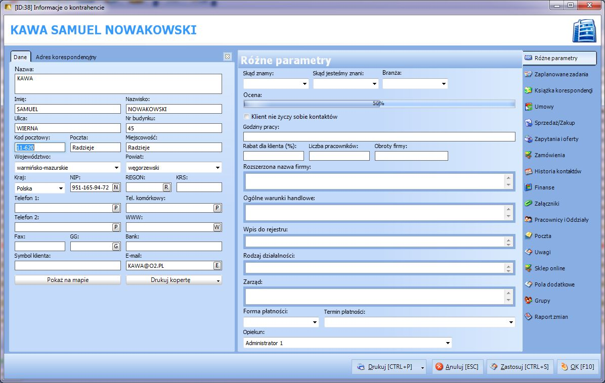 ROZDZIAŁ 5. PODSAWOWA OBSŁUGA PROGRAMU 25 Bardzo często podczas importowania danych kontaktowych z zewnętrznego źródła (np. pliku CSV) pojawia się właśnie powyższy problem, tzn.