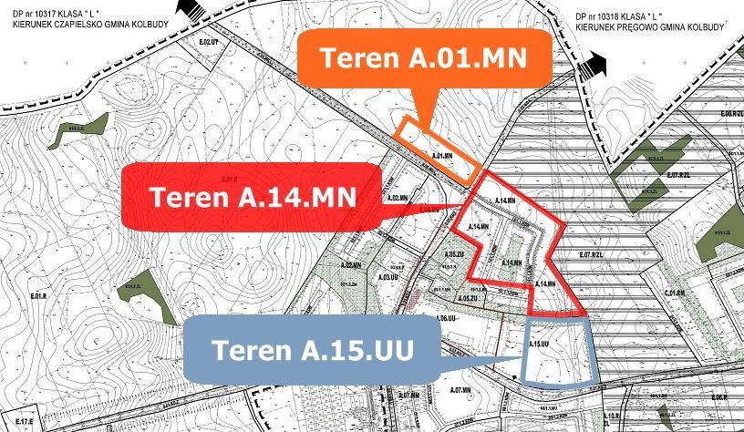 Warcz z zaznaczonymi obszarami oferowanej