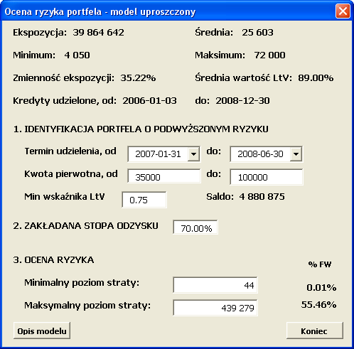 zmian sytuacji rynkowej na poziom ryzyka kredytowego) Rozszerzenie moŝliwości w zakresie identyfikacji