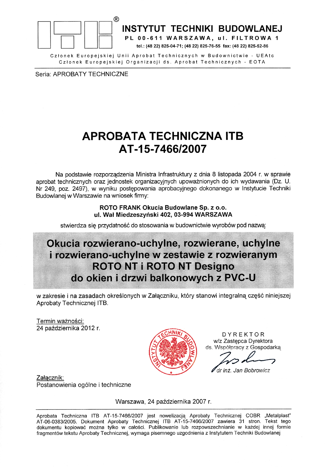 Roto NT Designo Aprobaty techniczne Strona 4 AB 567-3 PL