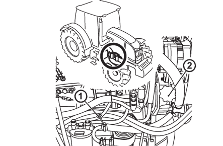 Prace związane z czyszczeniem, smarowaniem i regulacją ciągnika lub zawieszanych maszyn należy wykonywać jedynie po unieruchomieniu silnika i innych części ruchomych, wyjątek stanowi kontrola