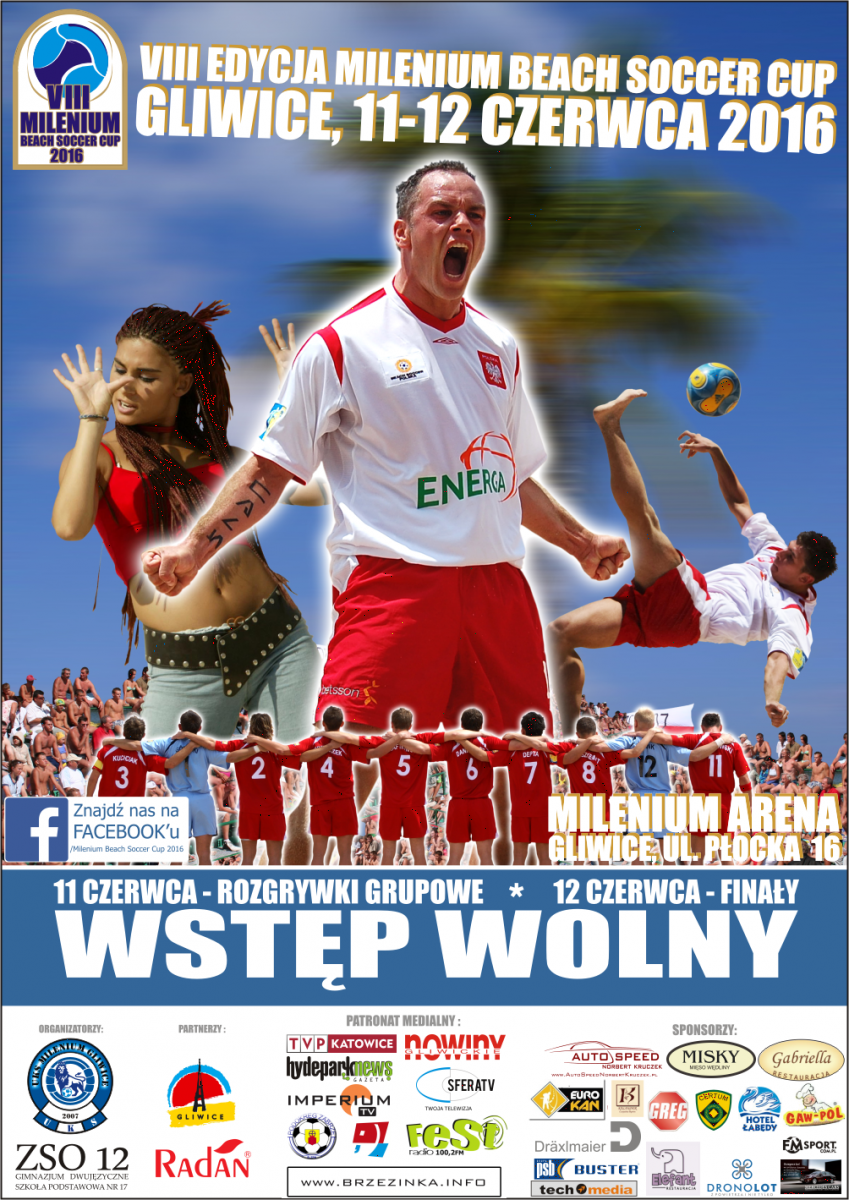 11 12 czerwca odbędzie się VIII Milenium Beach Soccer Cup. Do Gliwic zjadą się najlepsi zawodnicy i trenerzy. Zawody zostaną rozegrane w Milenium Arenie (ul. Płocka 16). 11 czerwca, o godz. 10.